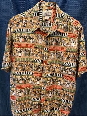 reyn spooner Multicolor Graphic Panel Short Sleeve Shirt - Green, Orange, Black
